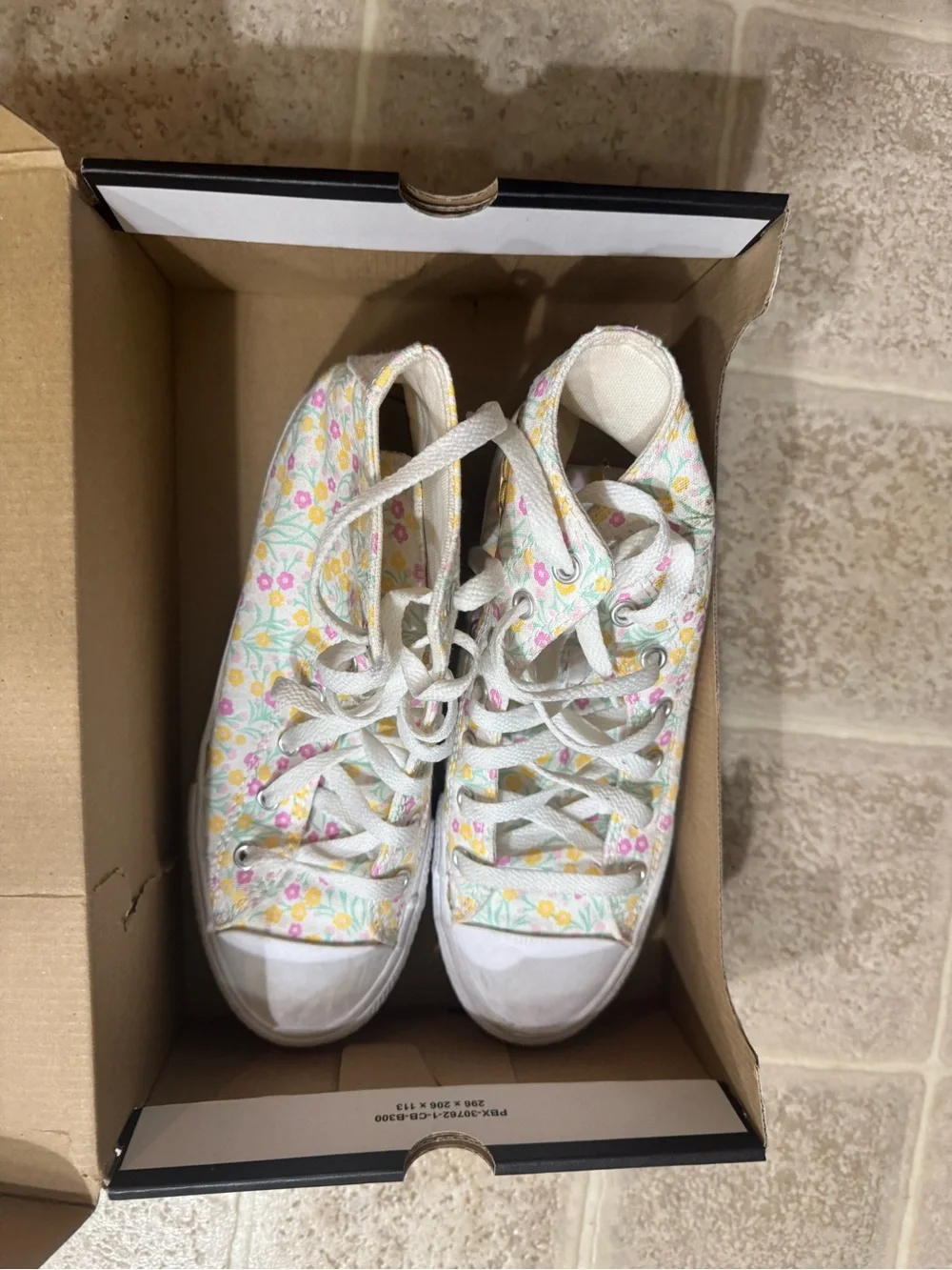 Converse Kids' Floral High-Top Sneakers - White, Yellow, Pink